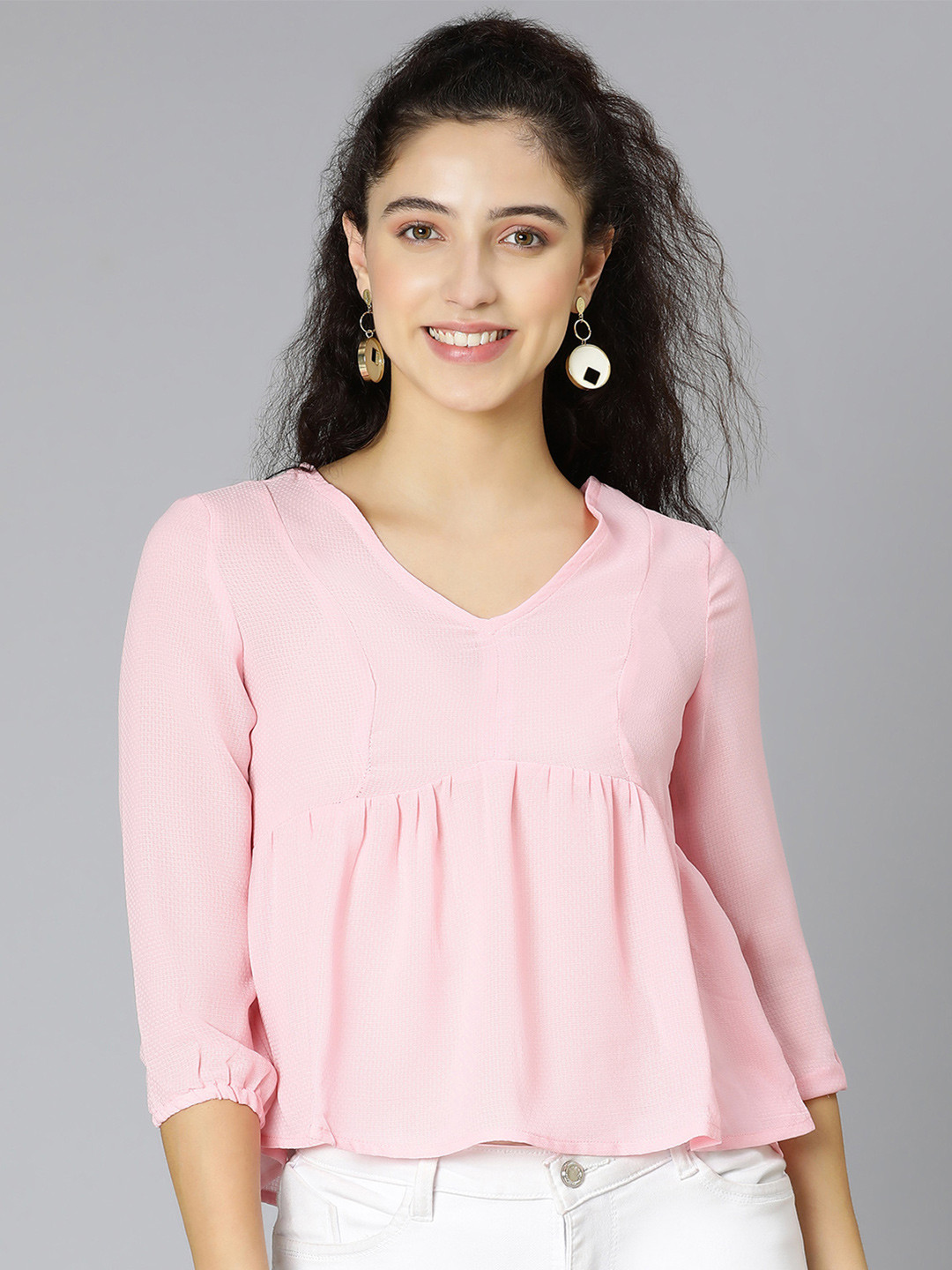 Oxolloxo Pink Dobby A-line Top