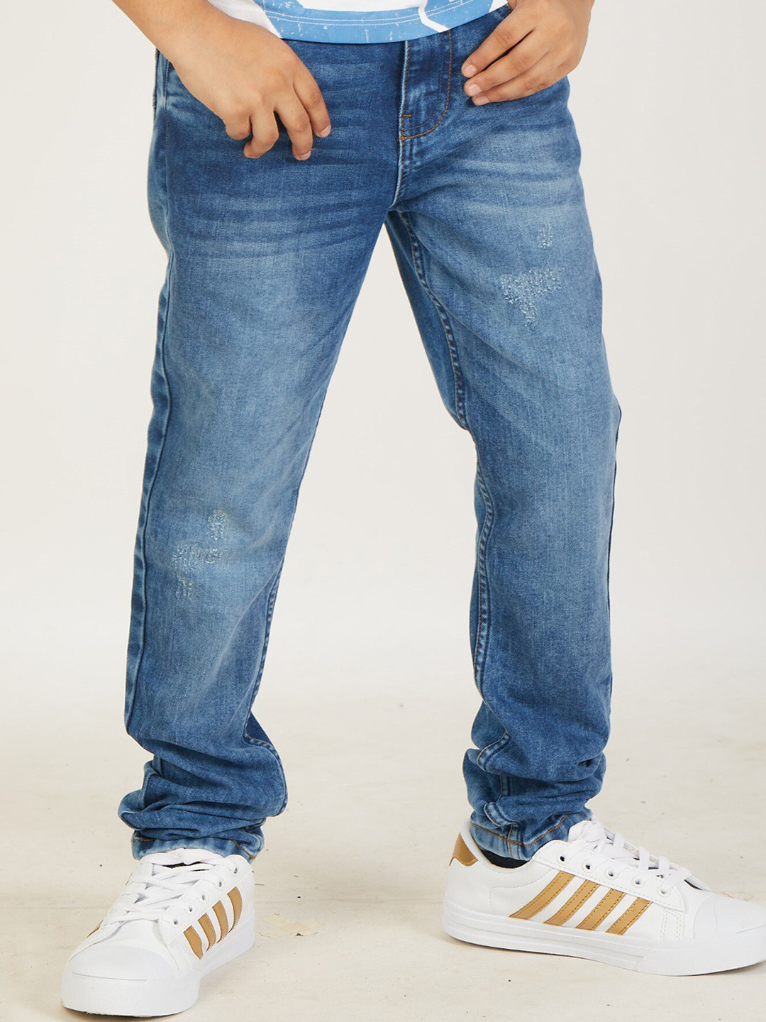 Zalio Boys Blue Low Distress Light Fade Jeans