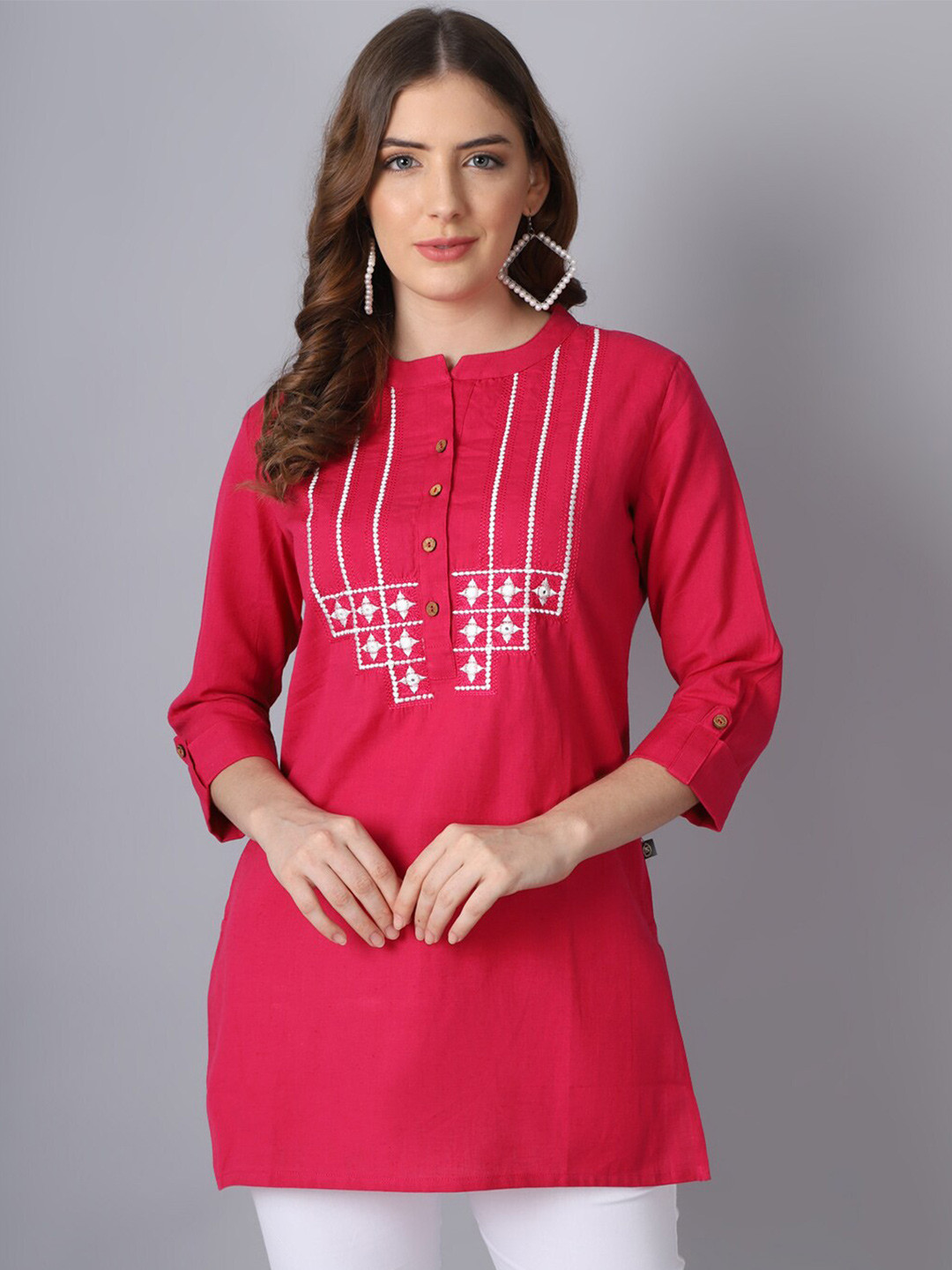 Pistaa Pink Embroidered Kurti