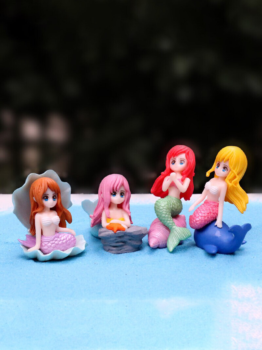 CHOCOZONE Mirmid Multicoloured Plastic Matte Living Room Set of 4 Small Showpieces - 2.6 Inches