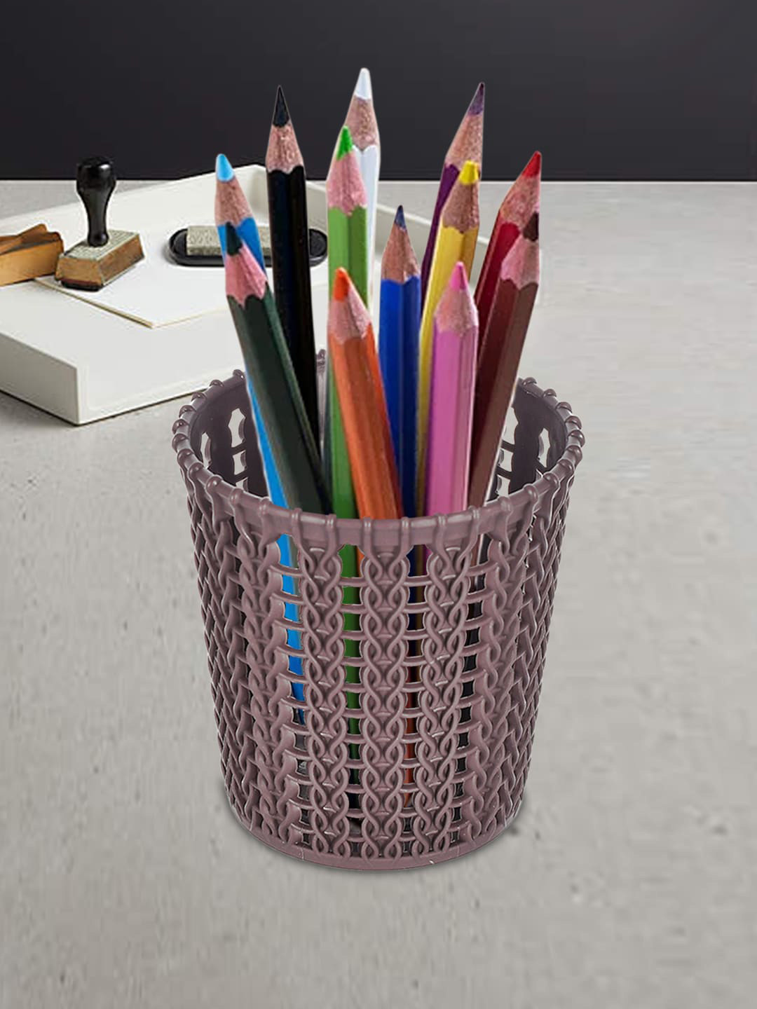 Kuber Industries Pack of 4 Brown & Grey Textured Multipurpose Plastic Holder