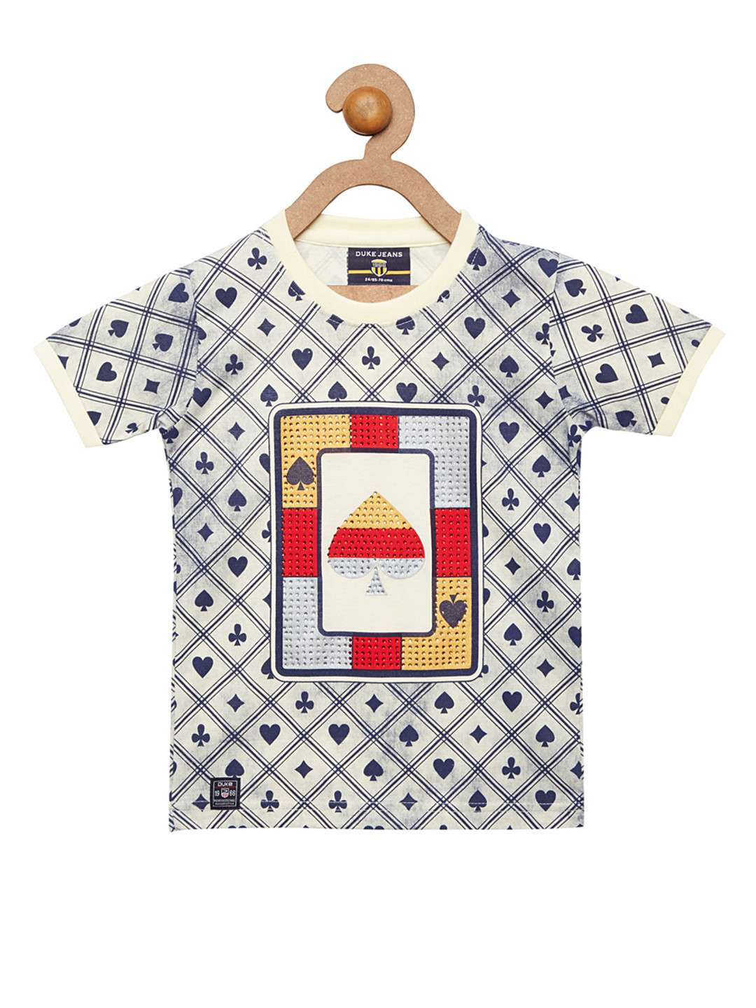 Duke Boys Cream-Coloured Printed Round Neck T-shirt