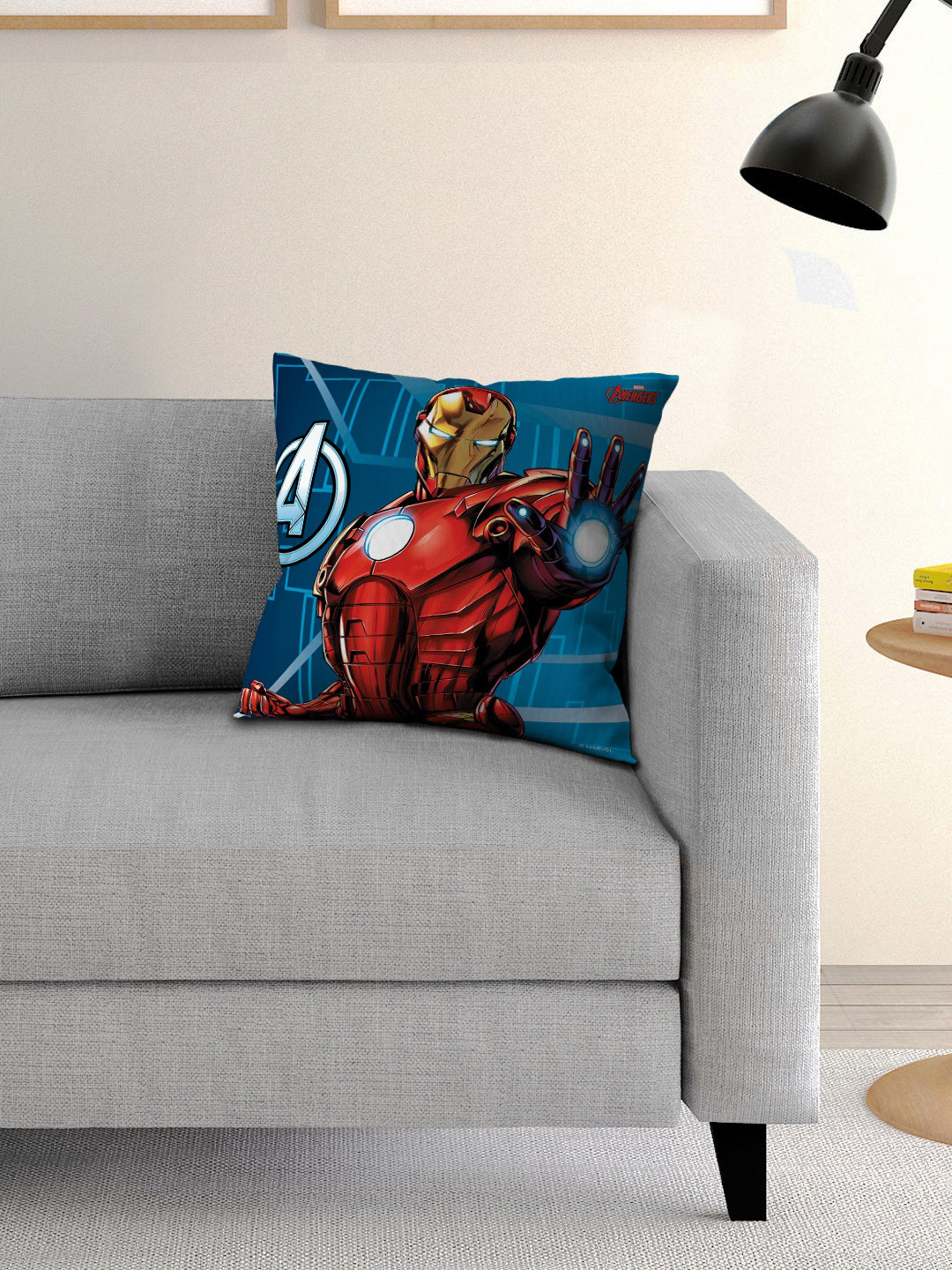 Athom Trendz Marvel Iron Man Blue & Red Single 16'' x 16'' Square Cushion with Cover