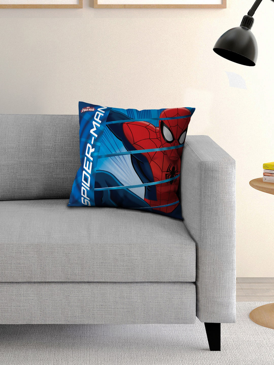 Athom Trendz Marvel Spider Man Blue Single 16'' x 16'' Square Cushion with Cover