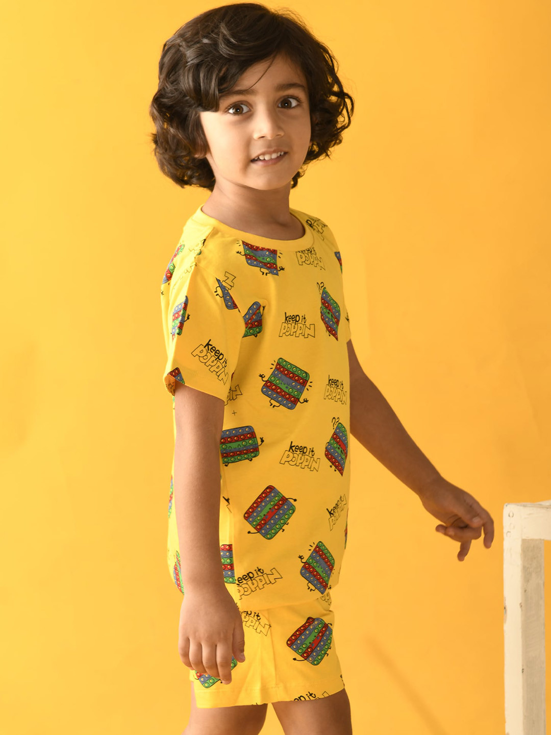 Anthrilo Boys Yellow & Green Printed Night suit