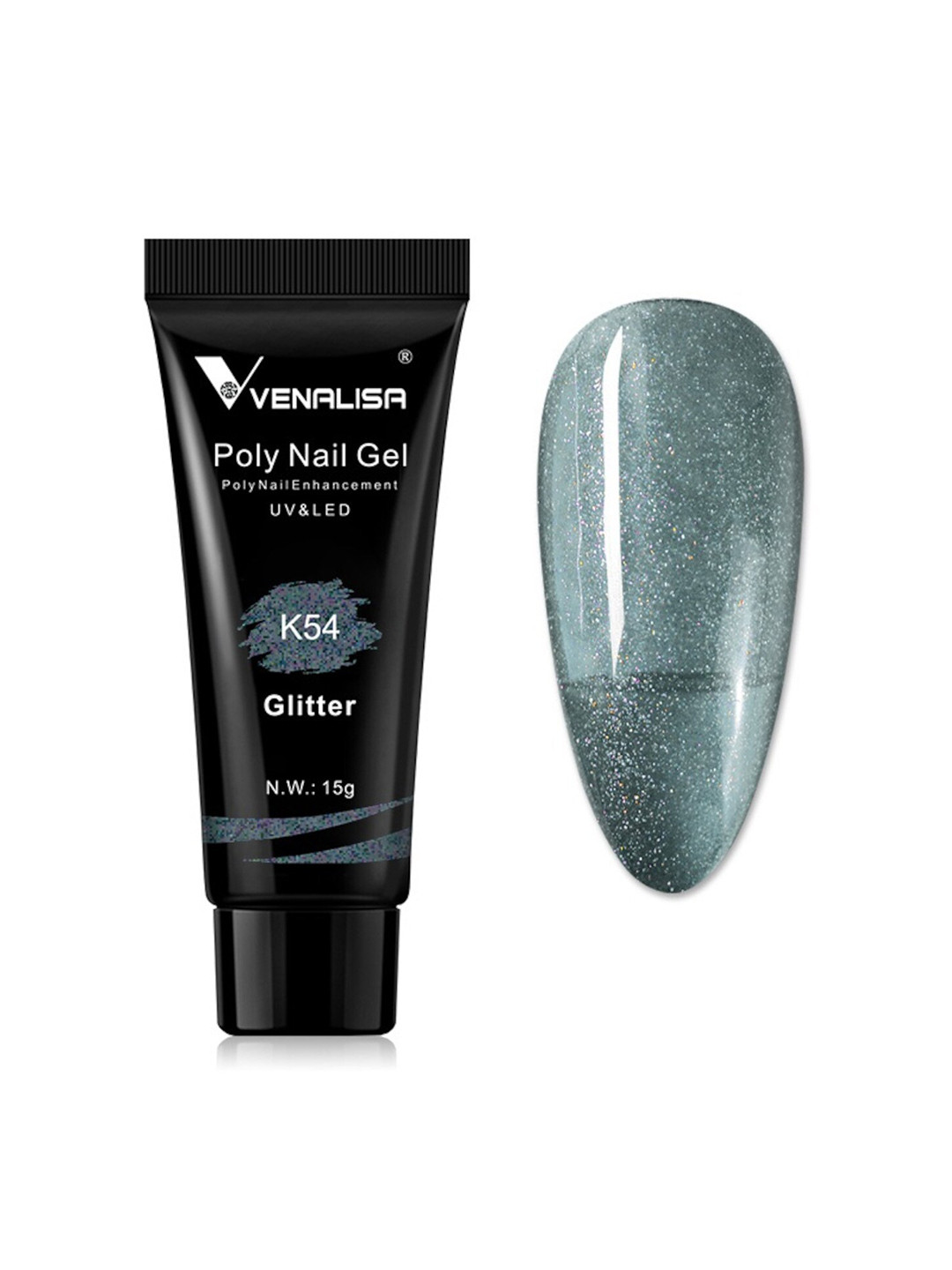 VENALISA UV & LED Glitter Acrylic Poly Nail Extension Gel 15 g - Shade K54