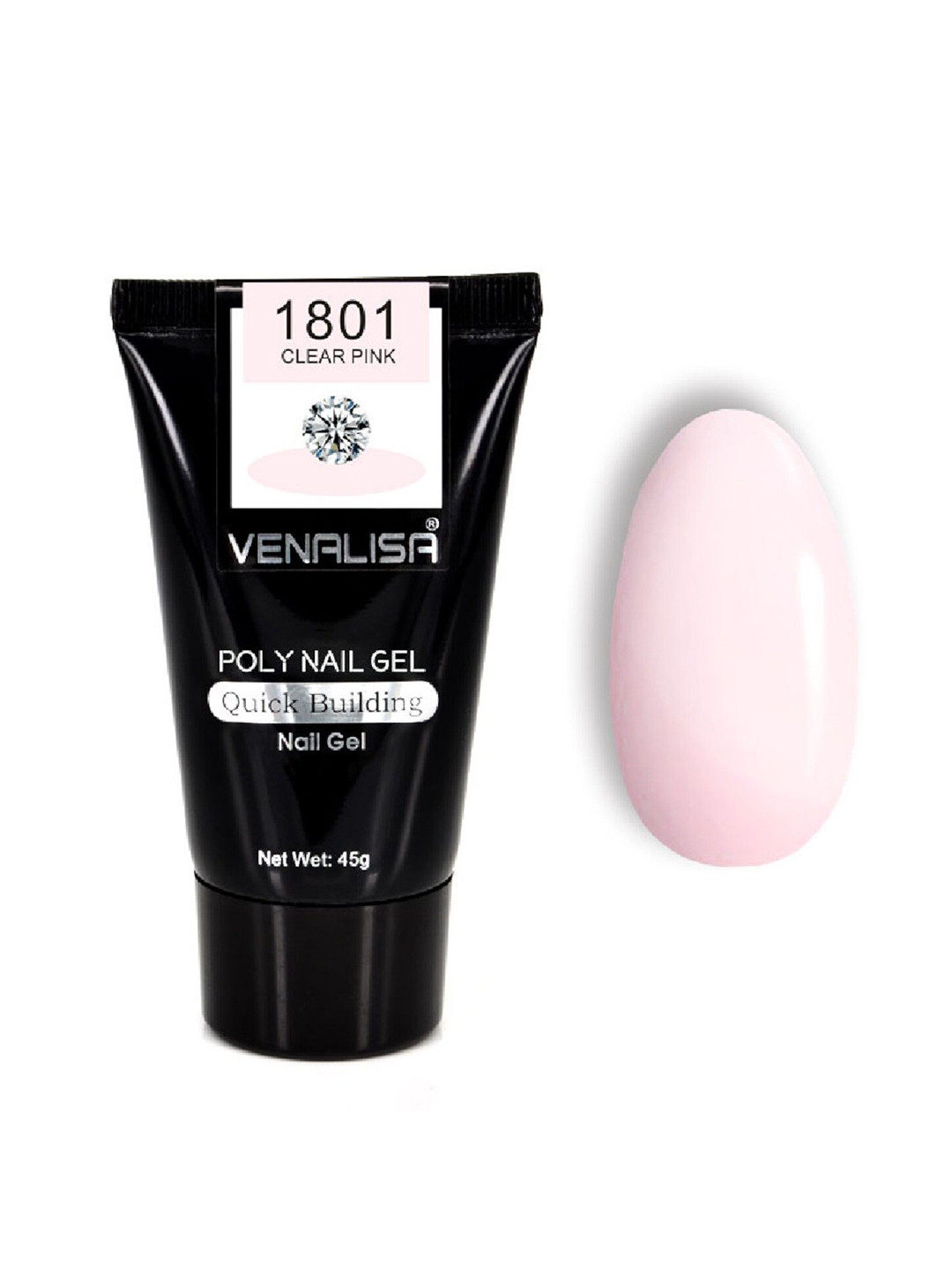 VENALISA Quick Building Long Lasting UV-LED Poly Nail Gel 45g - Clear Pink 1801