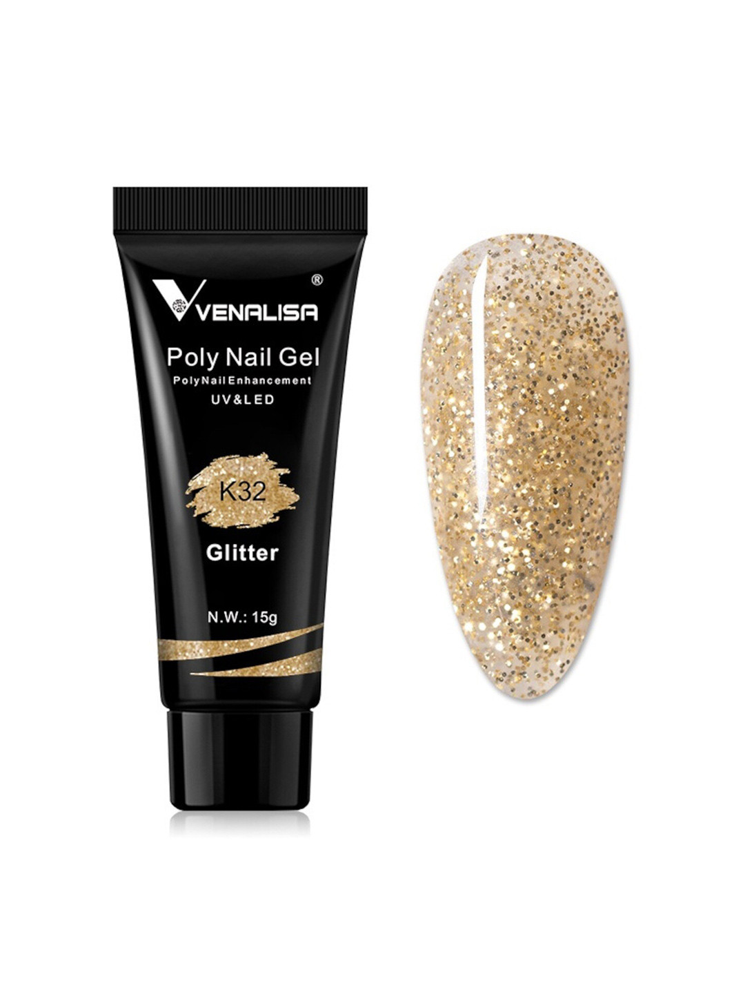 VENALISA UV-LED Glitter Poly Nail Extension Gel 15g - Shade K32