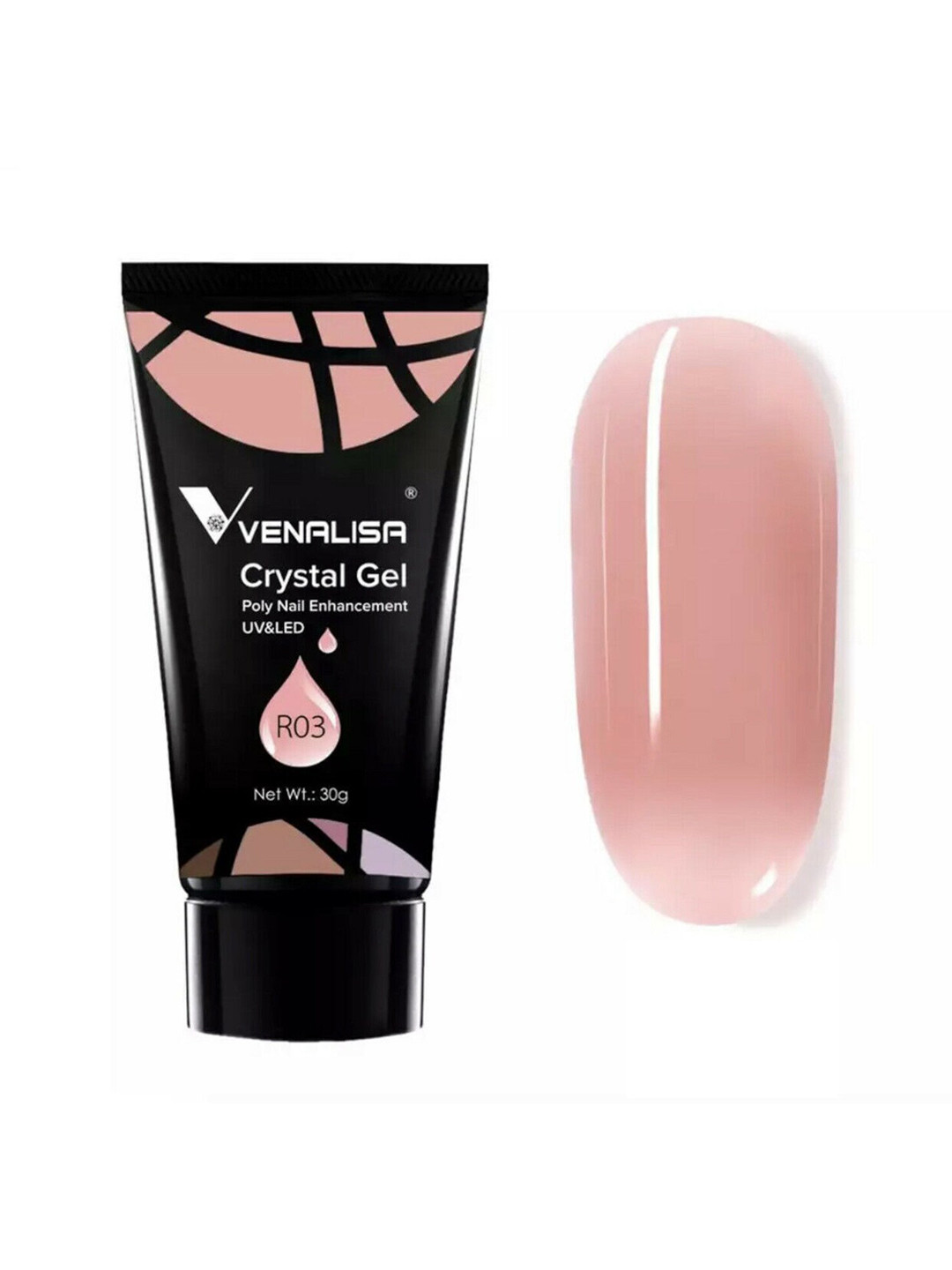 VENALISA UV & LED Acrylic Poly Crystal Nail Extension Gel Polish 30 g - Shade R03