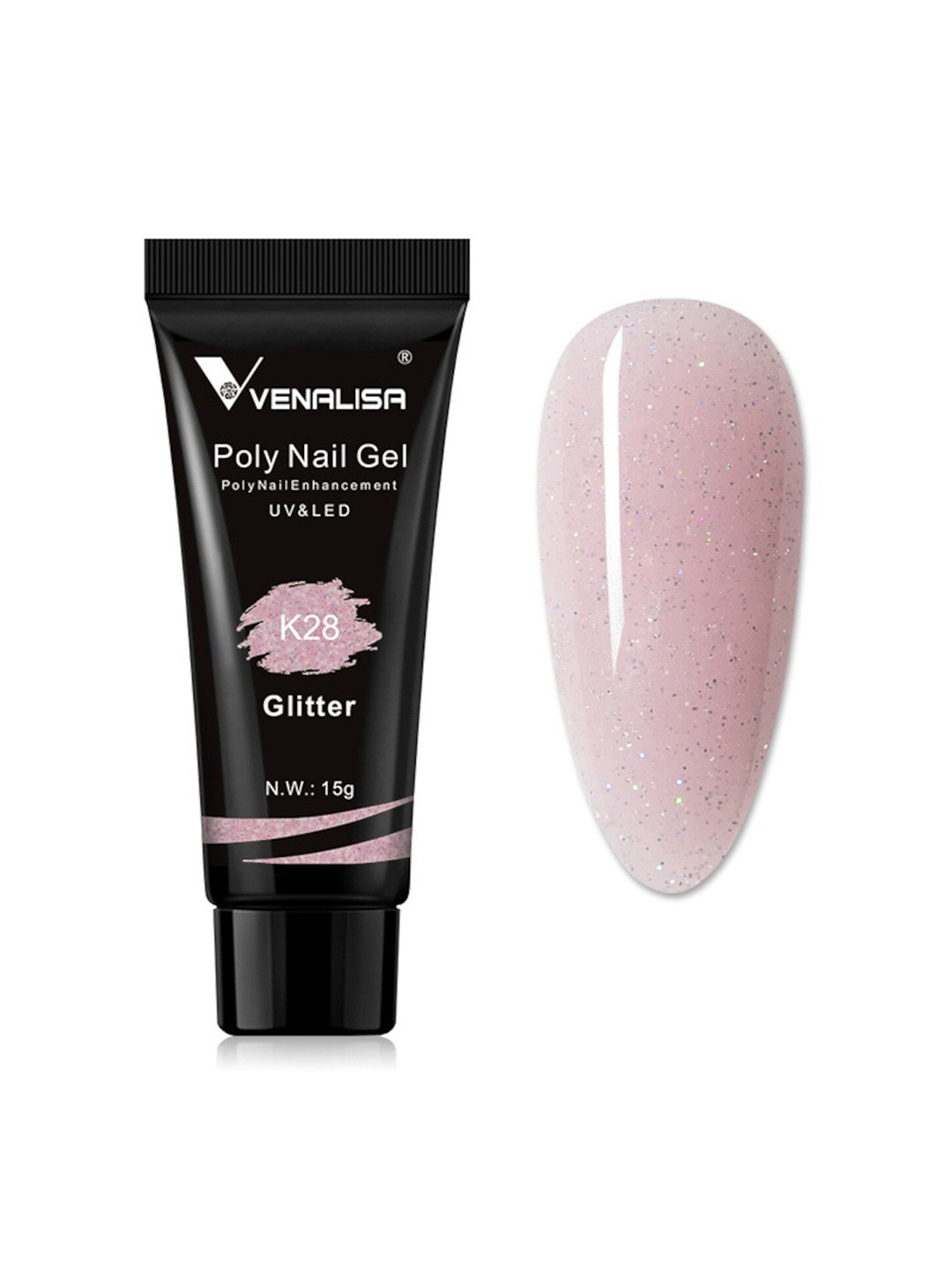 VENALISA UV & LED Glitter Acrylic Poly Nail Extension Gel 15 g - Shade K28