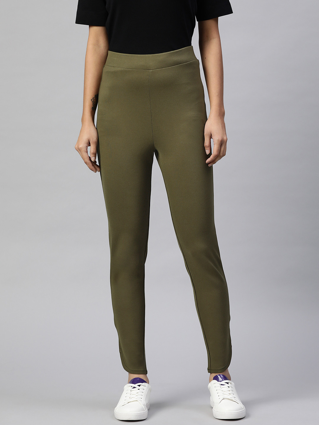 Marks & Spencer Women Olive Green Solid Leggings