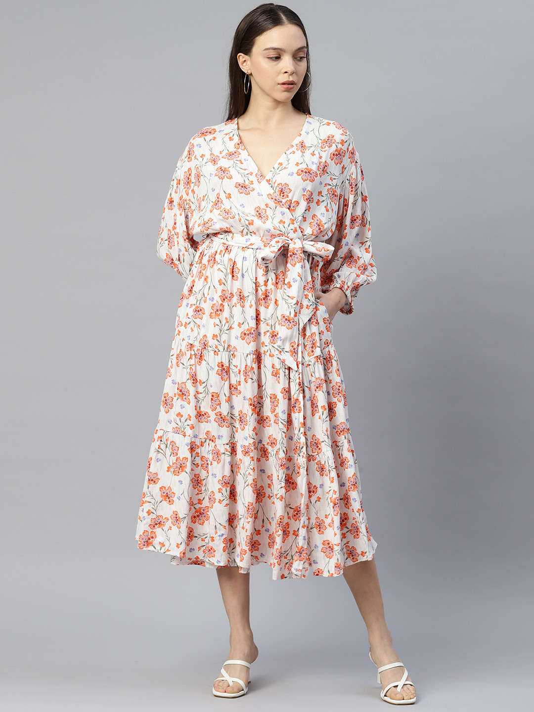 Marks & Spencer Floral Print Tiered Wrap Maxi Dress