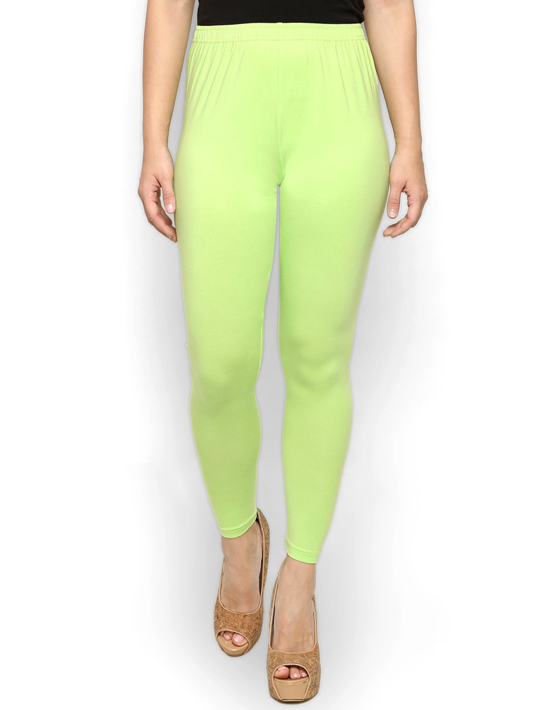 Ms.Lingies Parrot Green Solid Ankle-Length Leggings