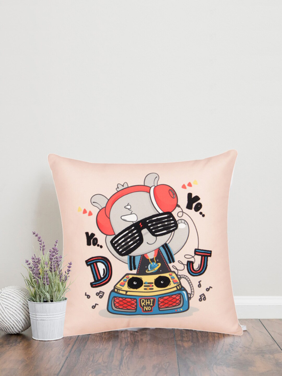 Sivya Pink & Orange Abstract Square Cushion Covers