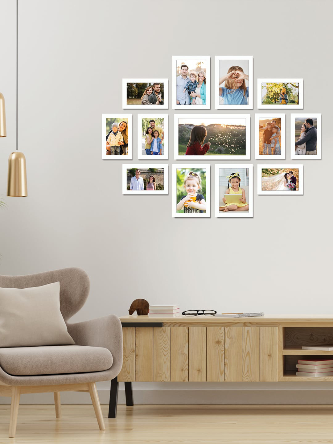 RANDOM Set Of 13 White Solid Rectangle Photo Frames