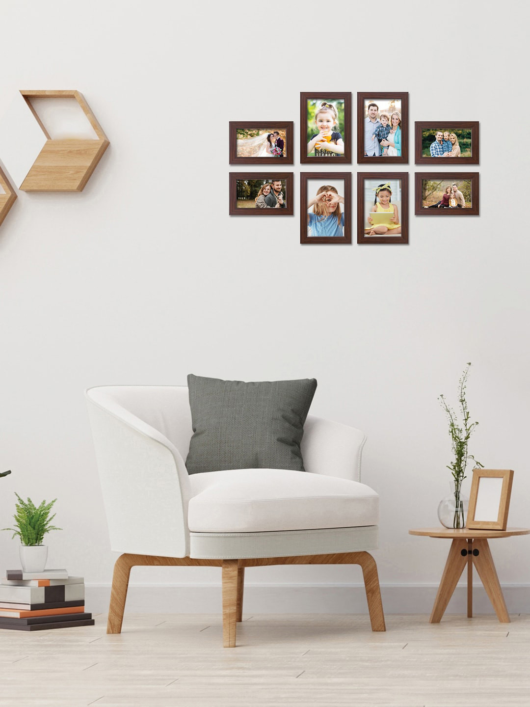 RANDOM Set Of 8 Brown Solid Individual Photo Frames