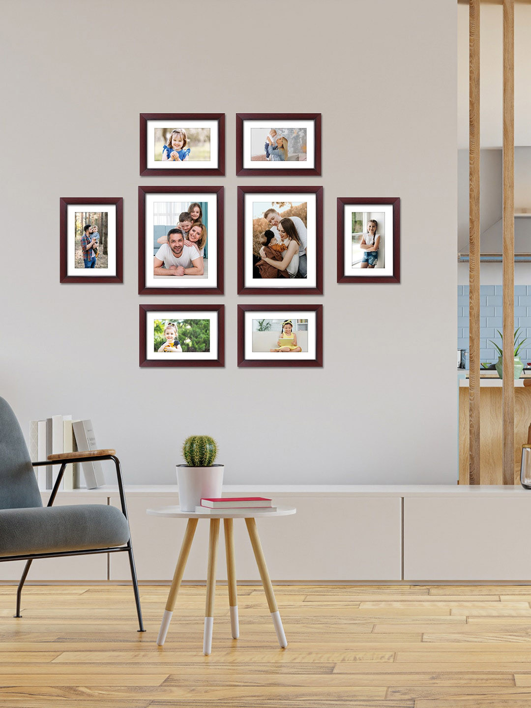 RANDOM Set Of 8 Brown Solid Individual Photo Frames