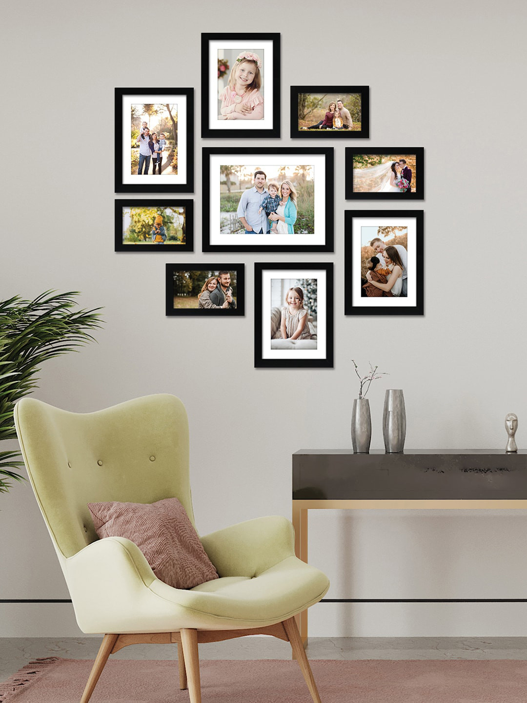 RANDOM Set Of 9 Black Solid Individual Photo Frames