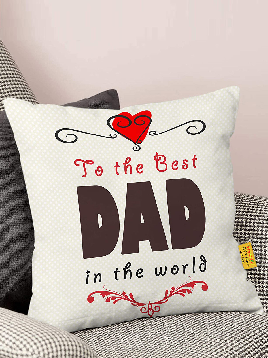 TIED RIBBONS Multi-Colored Fathers Day Gift Set Printed Cushion Cover with Filler