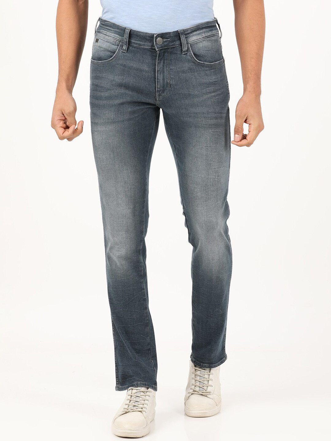 Wrangler Men Grey Skanders Slim Fit Heavy Fade Jeans