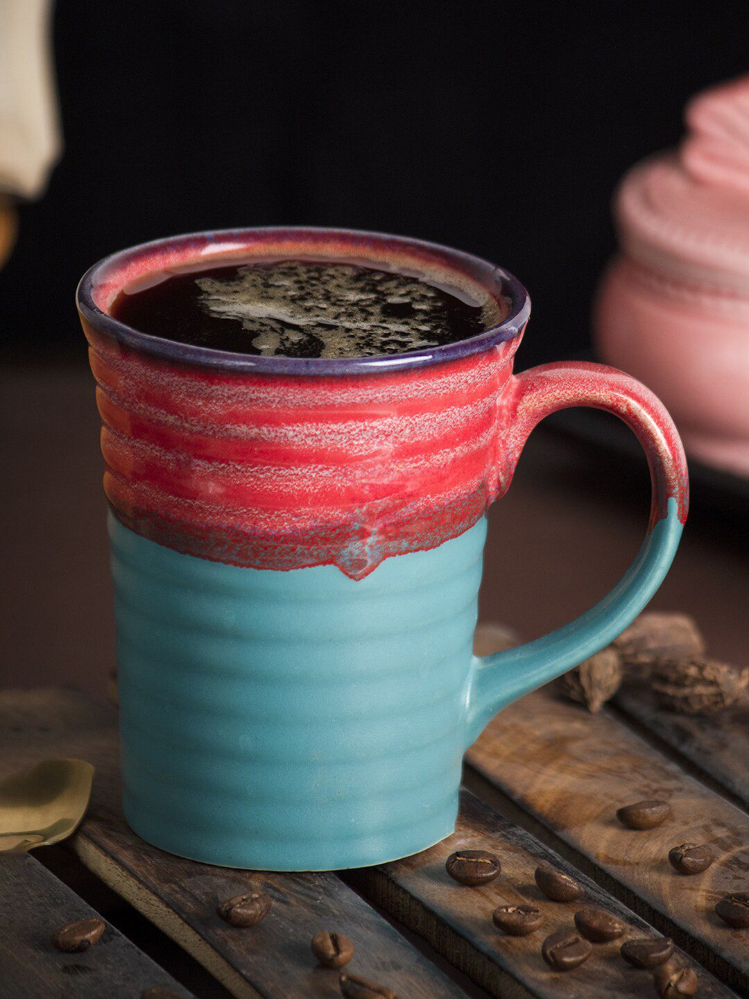 MARKET99 Animal Blue Textured Ceramic Handmade 2 Piece Mugs-300ml