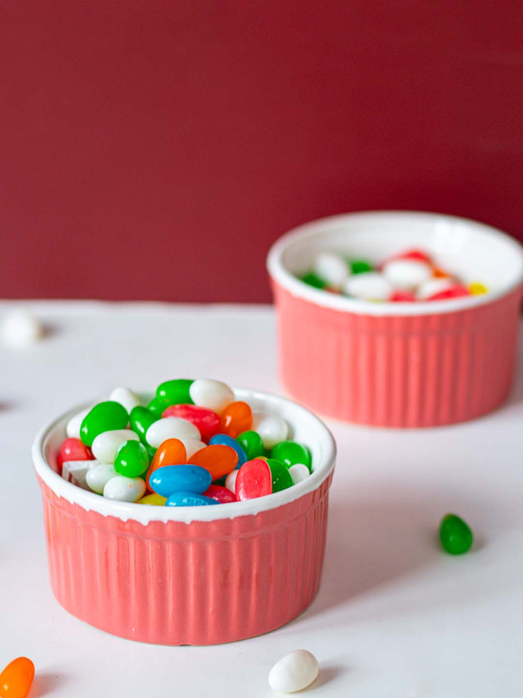 MARKET99 Set Of 2 Red & White Muffin Cups - 180 ml Each