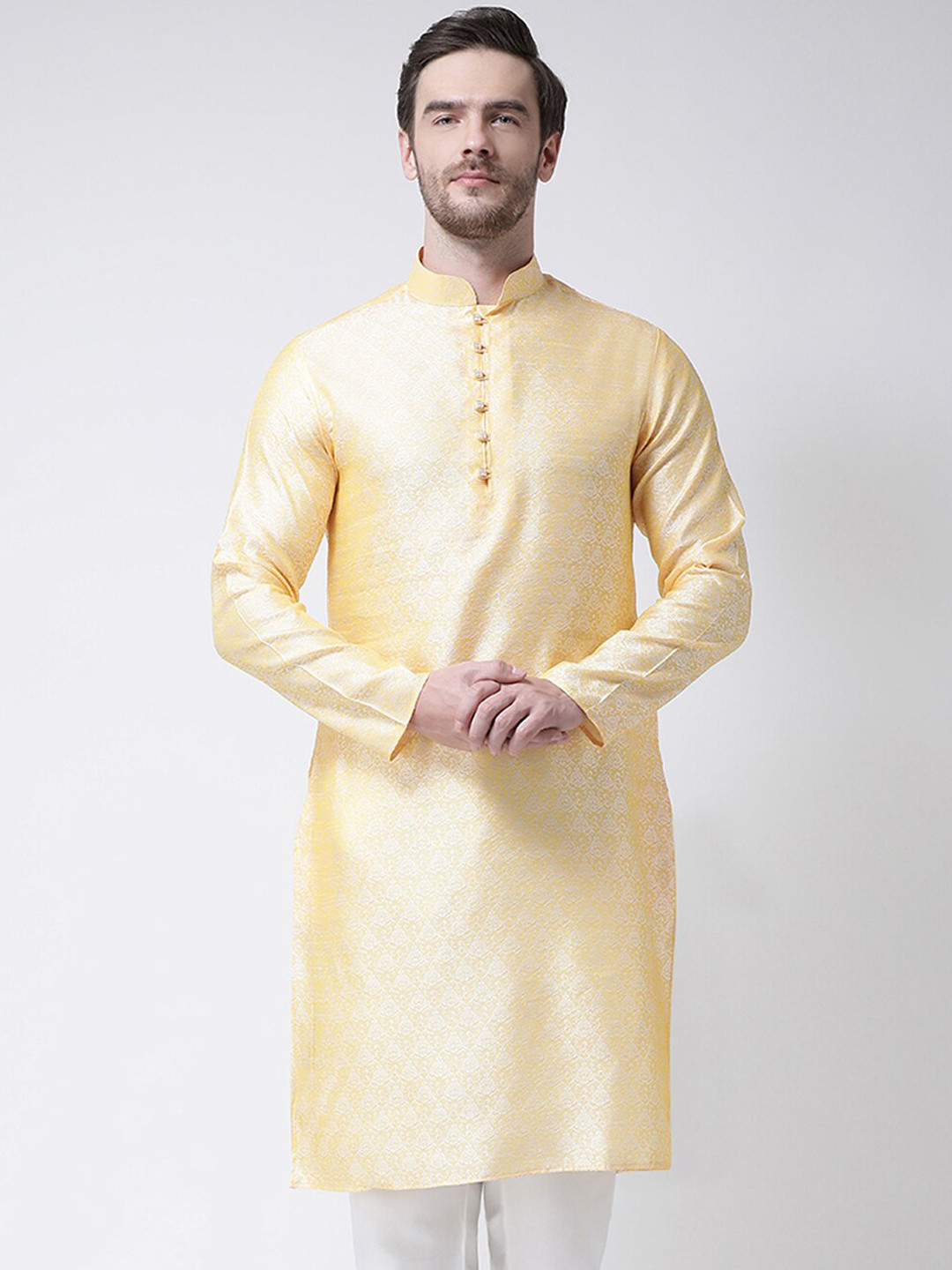 SG LEMAN Men Mustard Yellow Kurta