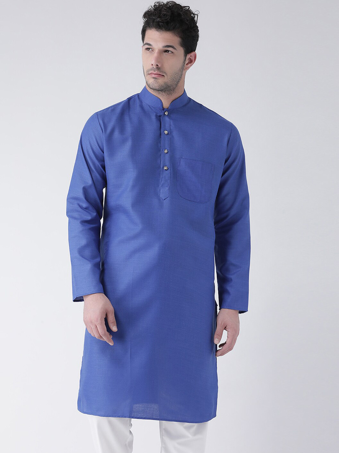 SG LEMAN Men Blue Straight Kurta