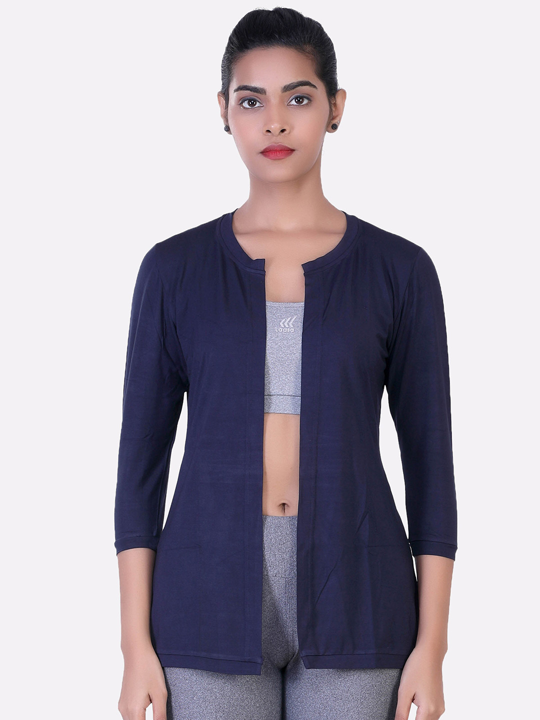 LAASA  SPORTS Women Navy Blue Shrug