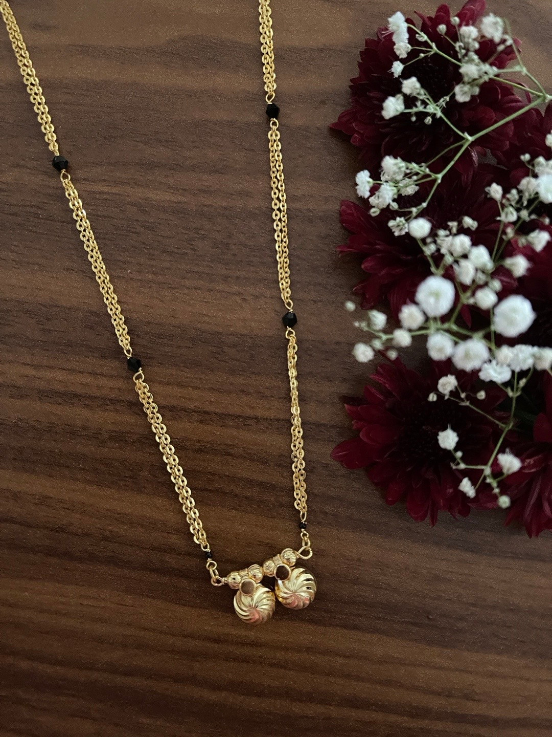 Digital Dress Room Gold-Plated Black Beaded Mangalsutra
