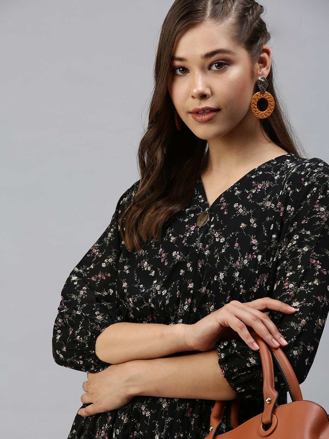 SHOWOFF Black Floral Dress