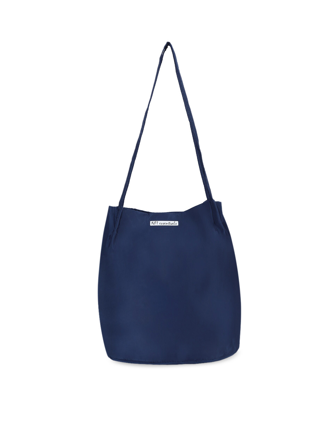 NFI essentials Blue Oversized Structured Shoulder Bag with Tasselled
