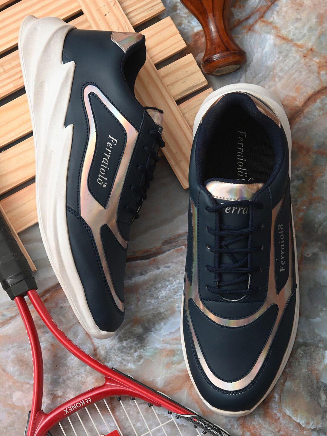 Ferraiolo Men Blue Colourblocked Brogues