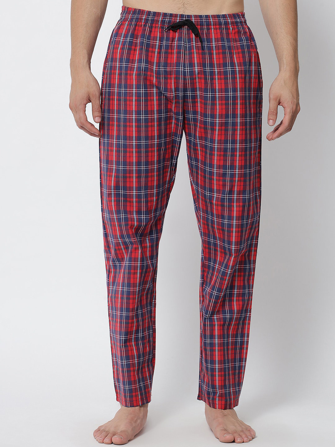 FFLIRTYGO Men Red Checked Cotton Lounge Pants
