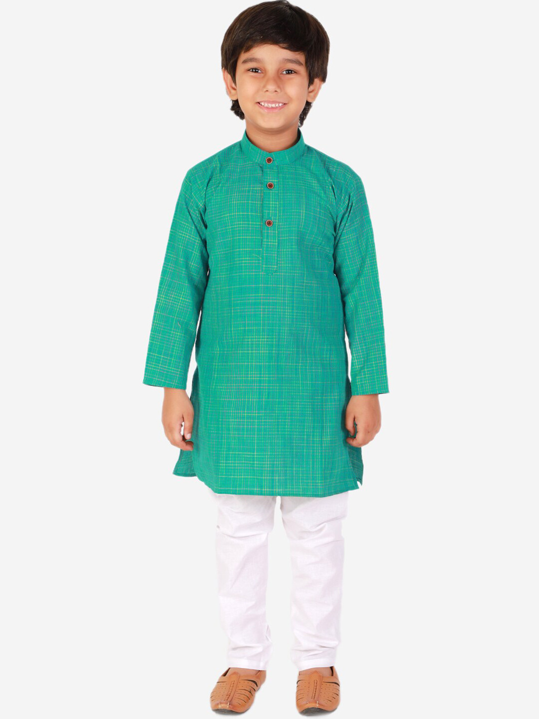 Pro-Ethic STYLE DEVELOPER Boys Green Pure Cotton Kurta with Pyjamas