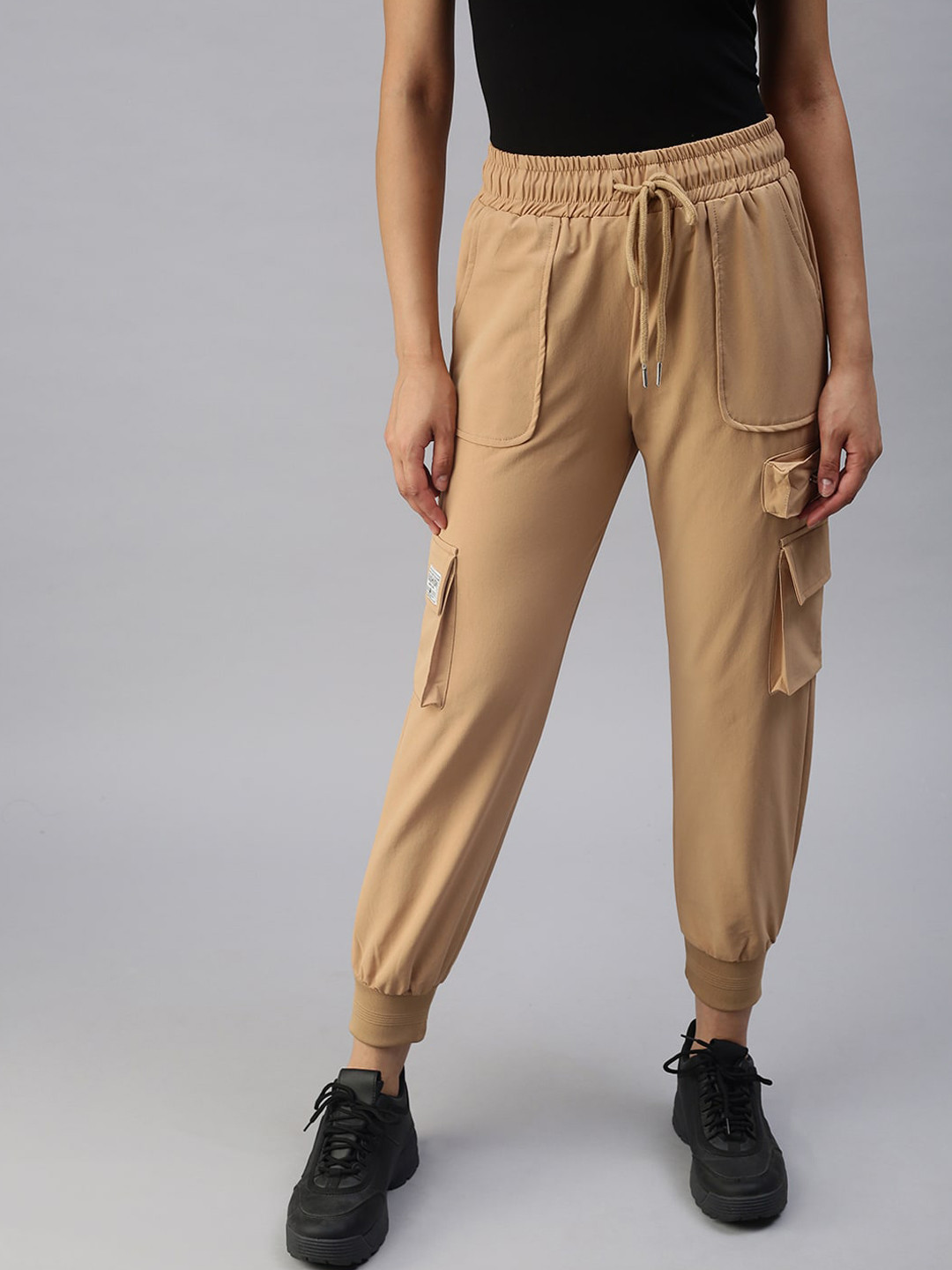 SHOWOFF Women Beige High-Rise Joggers