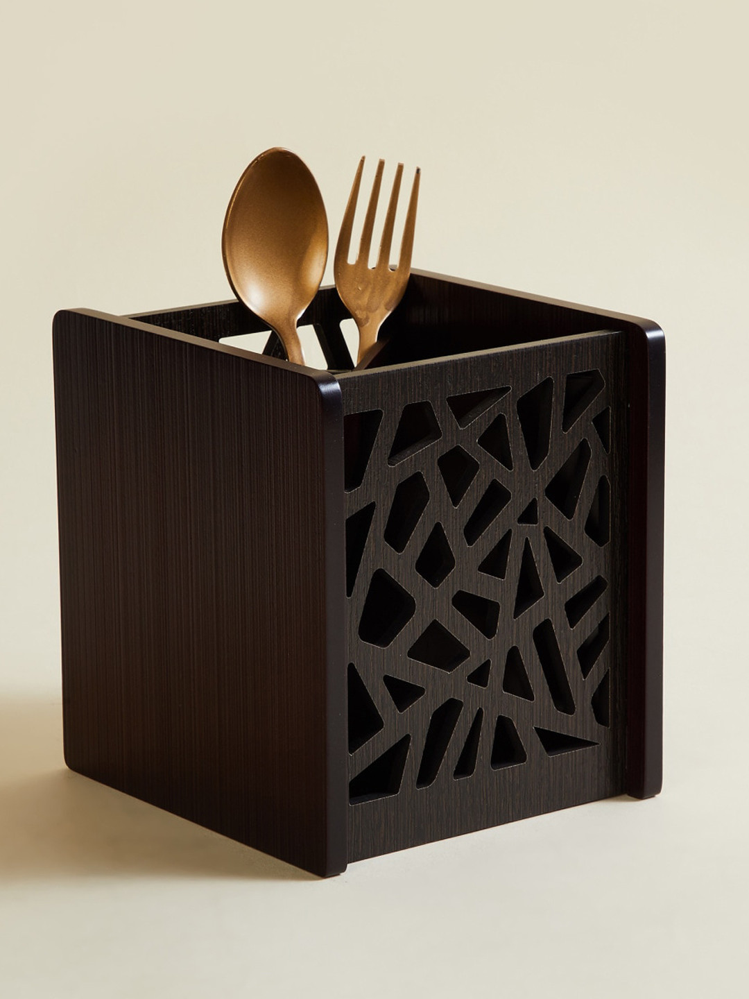 Home Centre Brown Solid Cutlery Holder