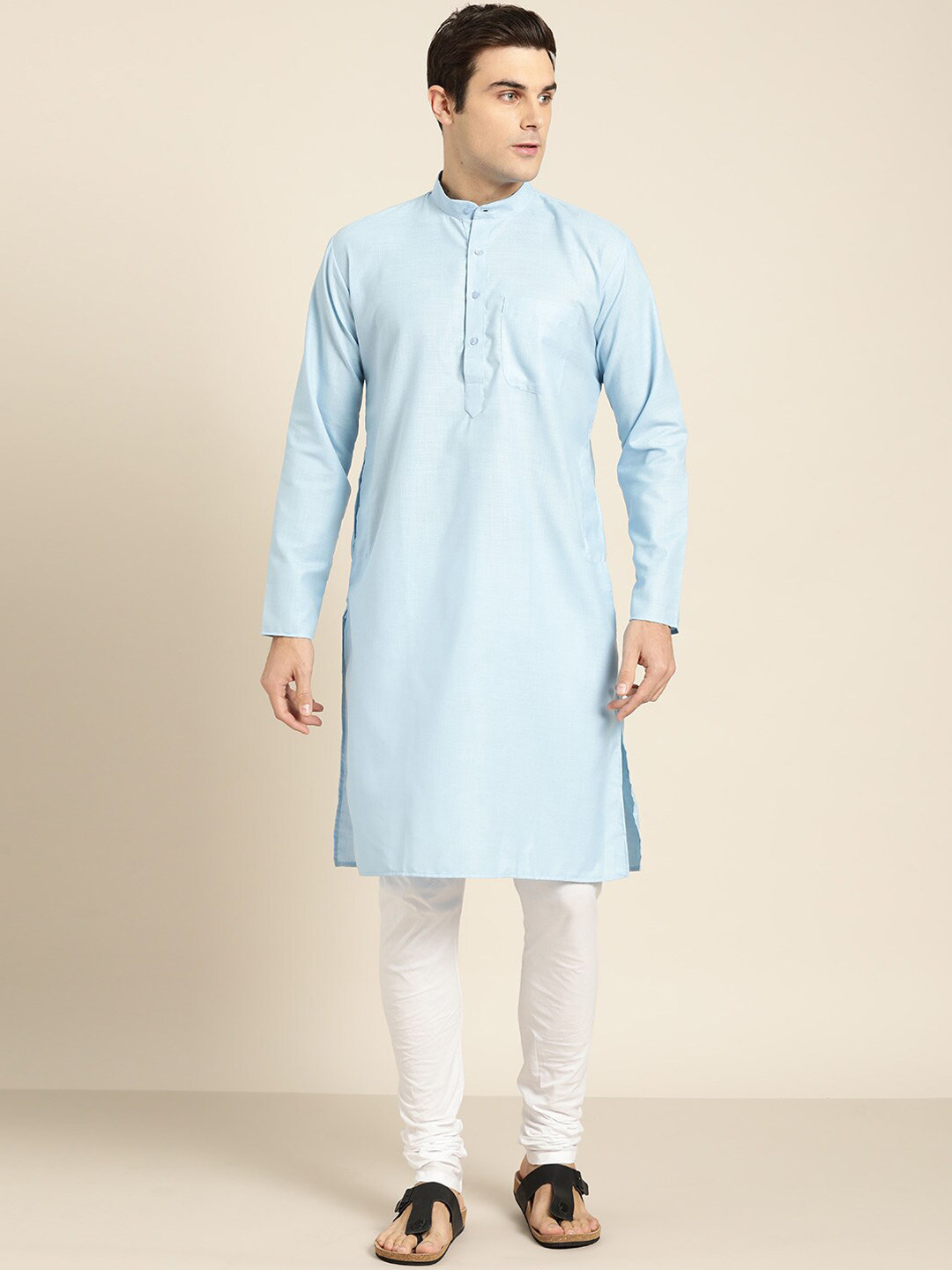 SOJANYA Men Blue & billowing sail Thread Work Kurta