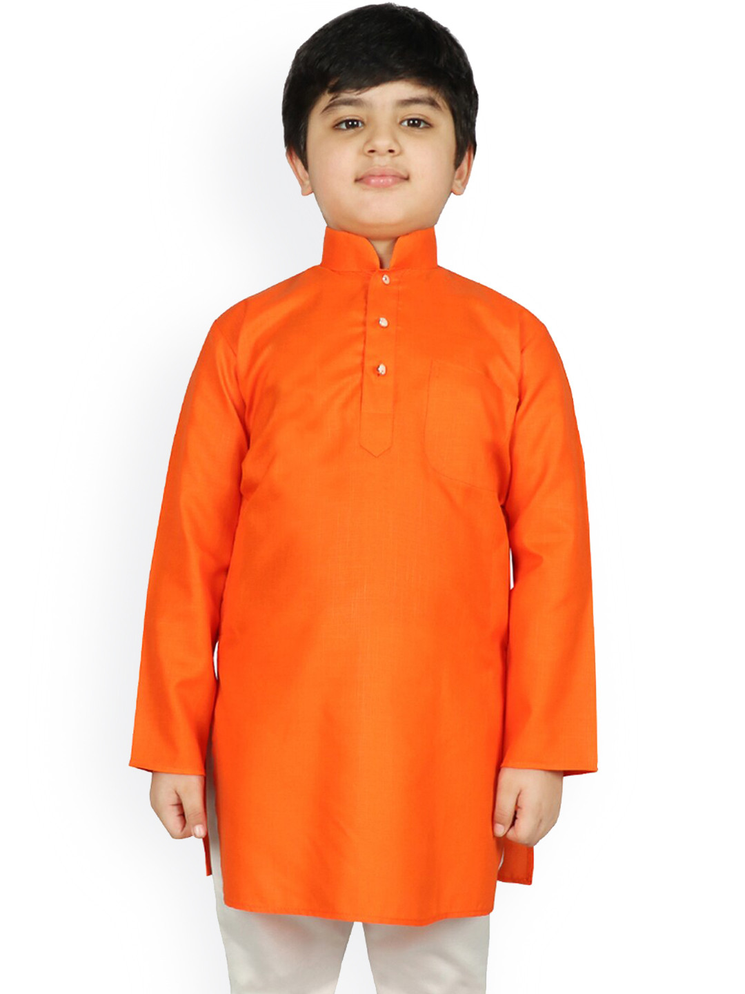 SG YUVRAJ Boys Coral Raw Silk Kurta