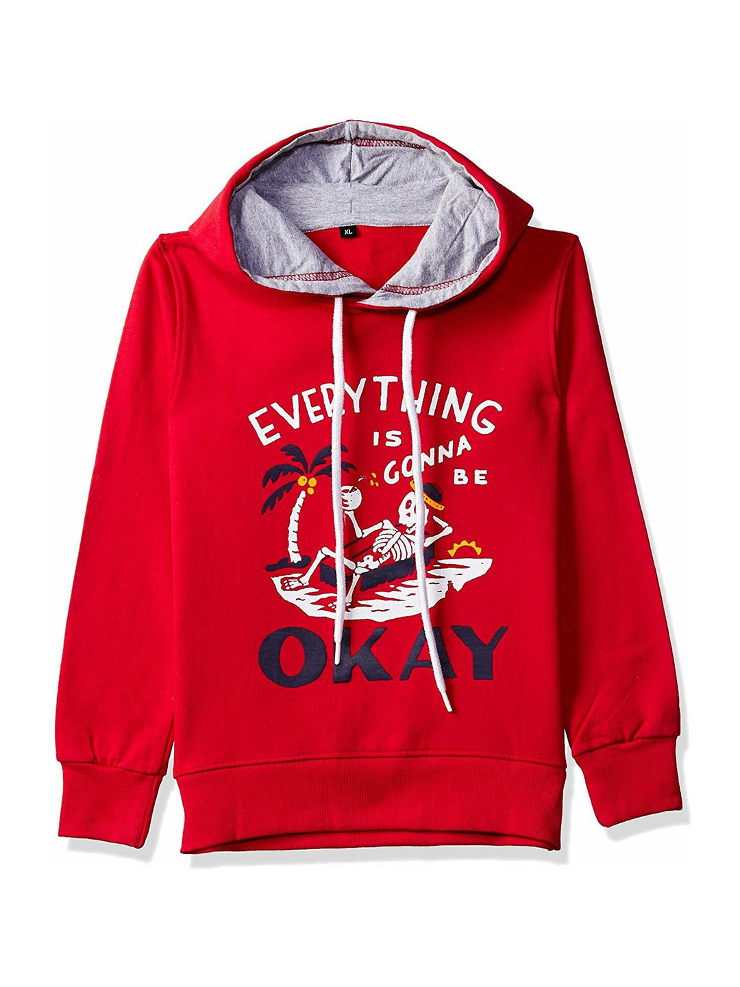 FAZZA Boys Red Printed Hooded Sweatshirt