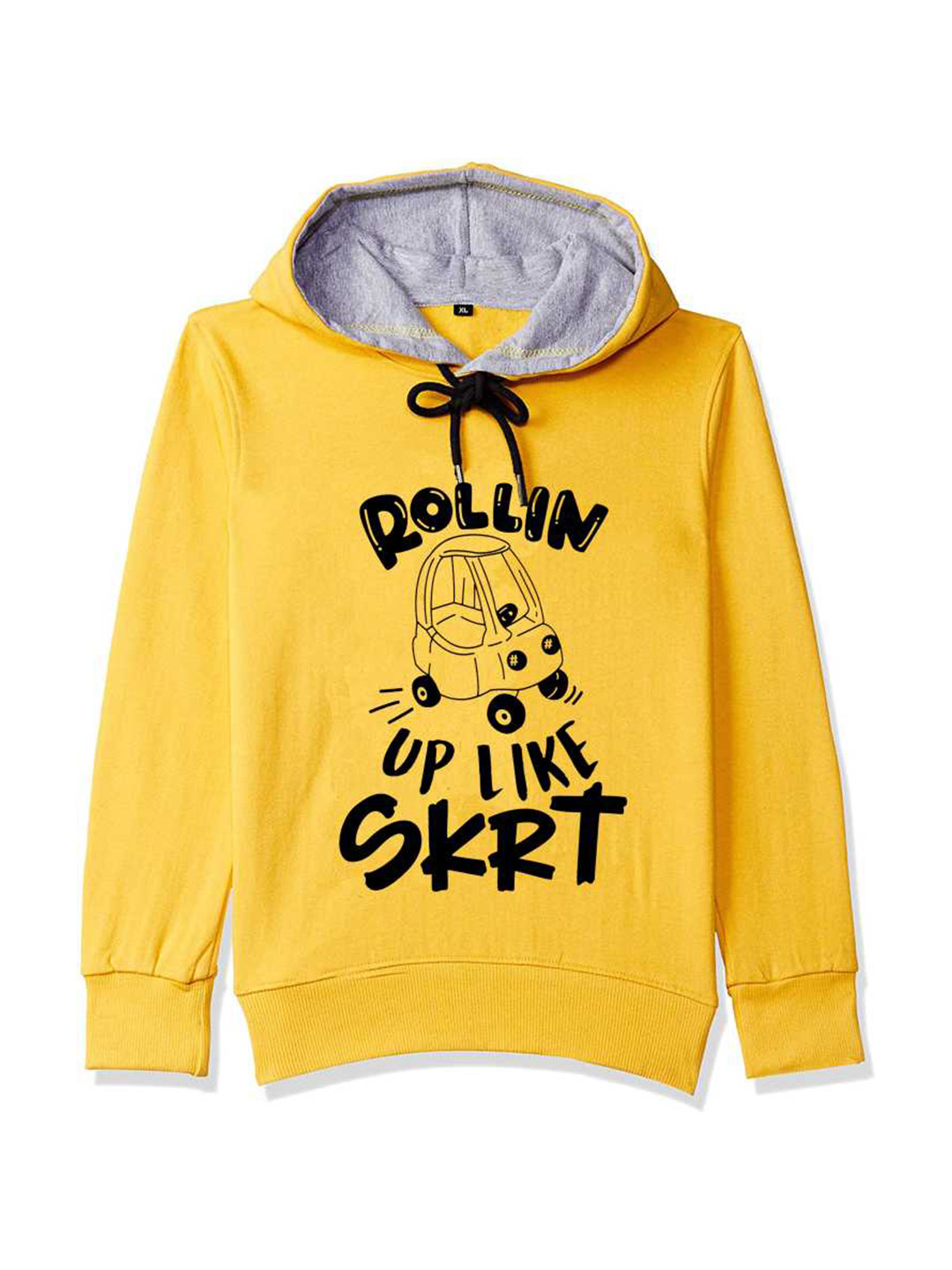 FAZZA Boys Yellow Typography Printed Hooded Cotton Sweatshirt