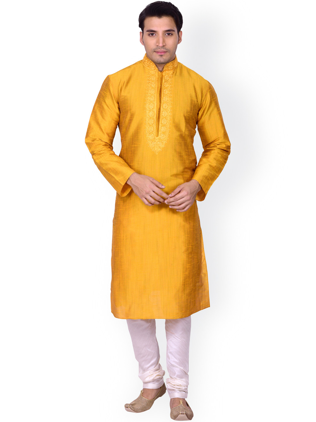 Manyavar Men Yellow Kurta with Churidar