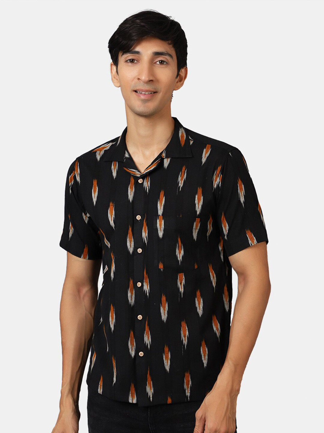 Wintage Men Black & Grey Classic Printed Casual Shirt