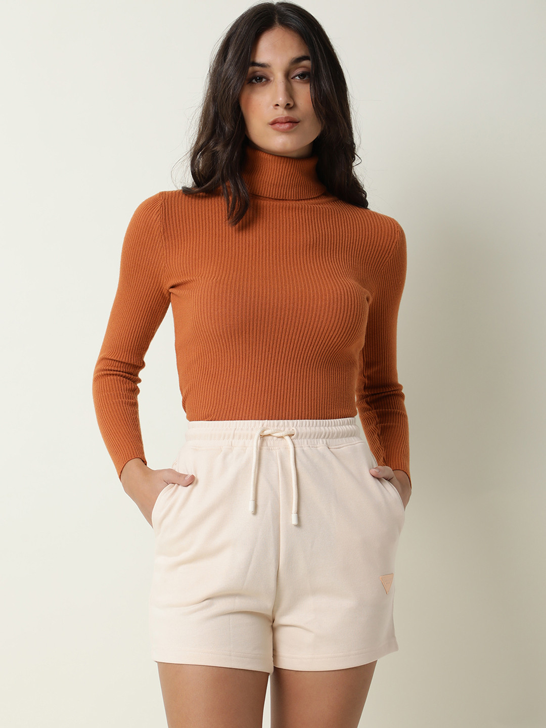 RAREISM Women Beige Casual Shorts