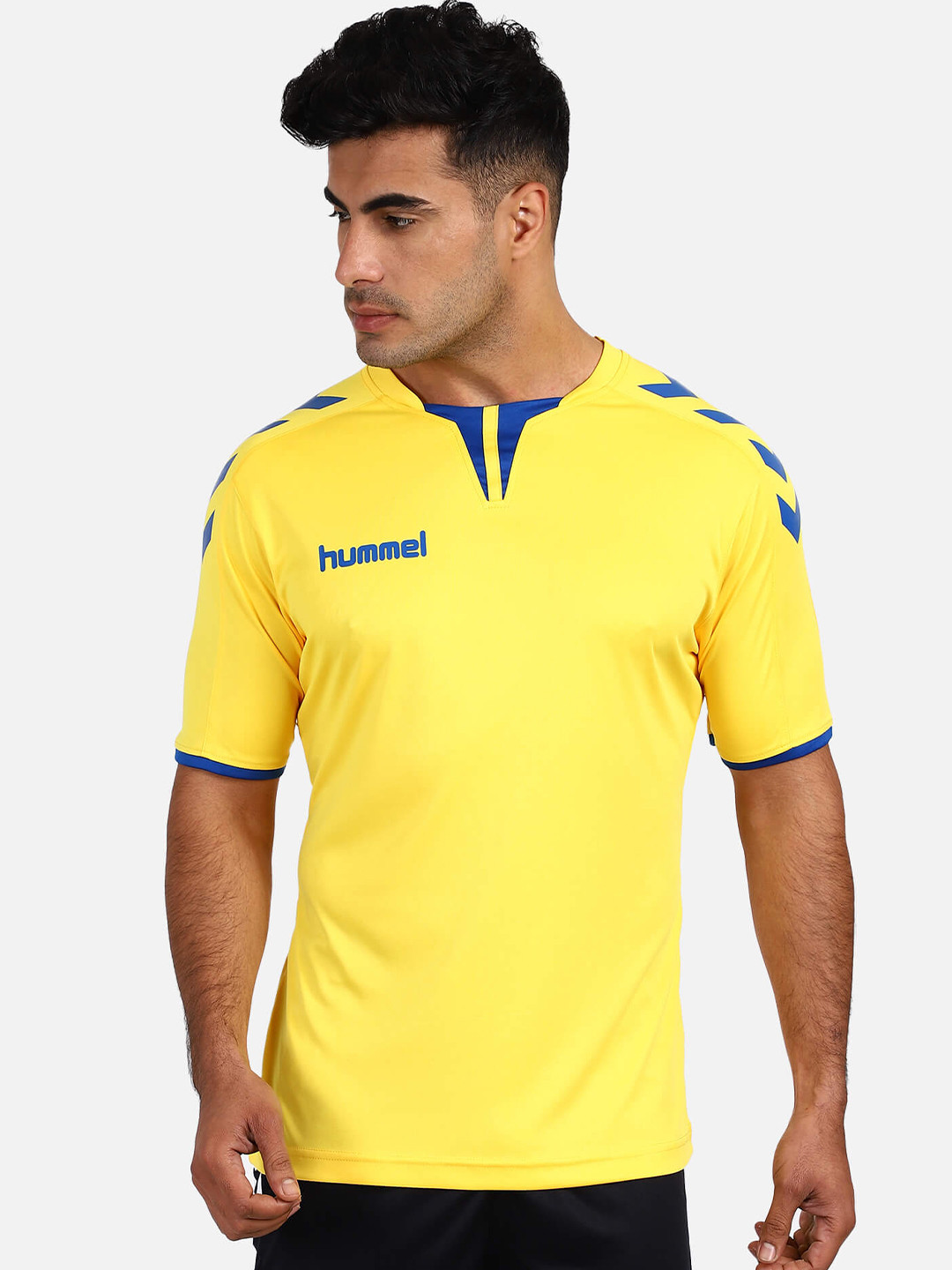 hummel Unisex Yellow Solid Slim Fit T-shirt