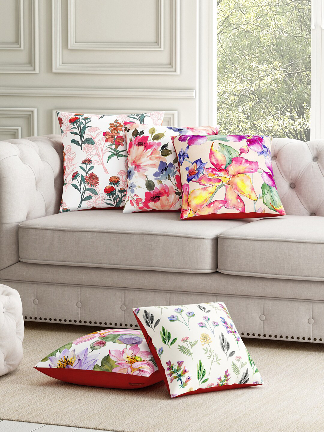 SEJ by Nisha Gupta Unisex Pink Cushion Covers