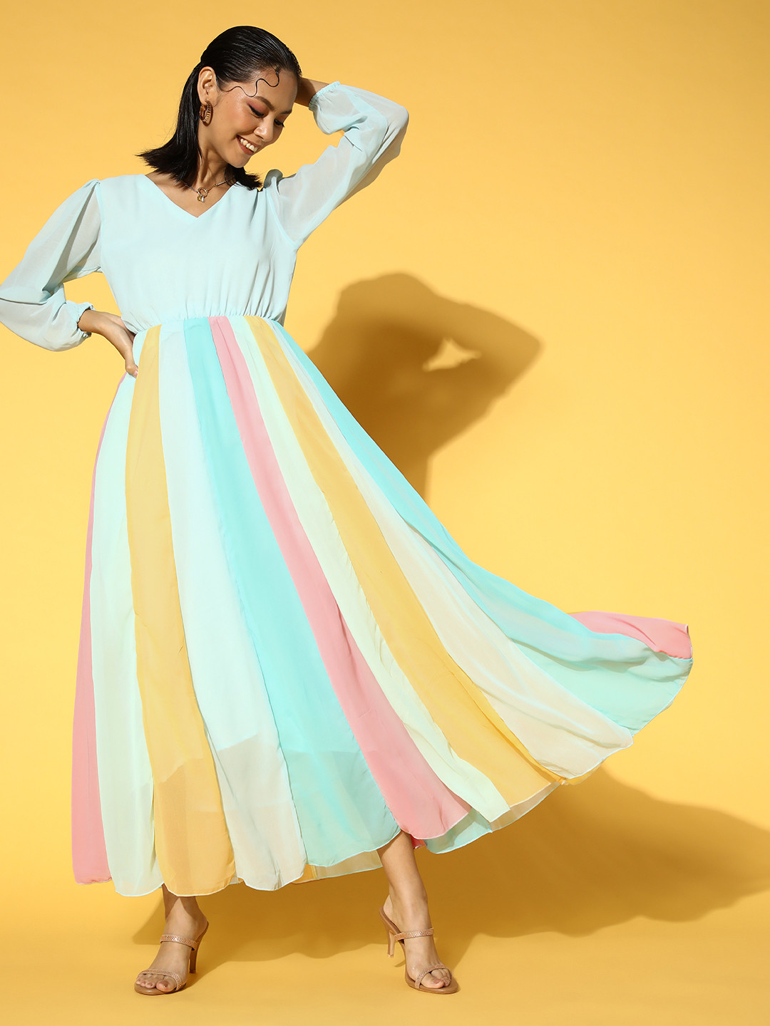 Kvsfab Women Blue Solid Gown for Days