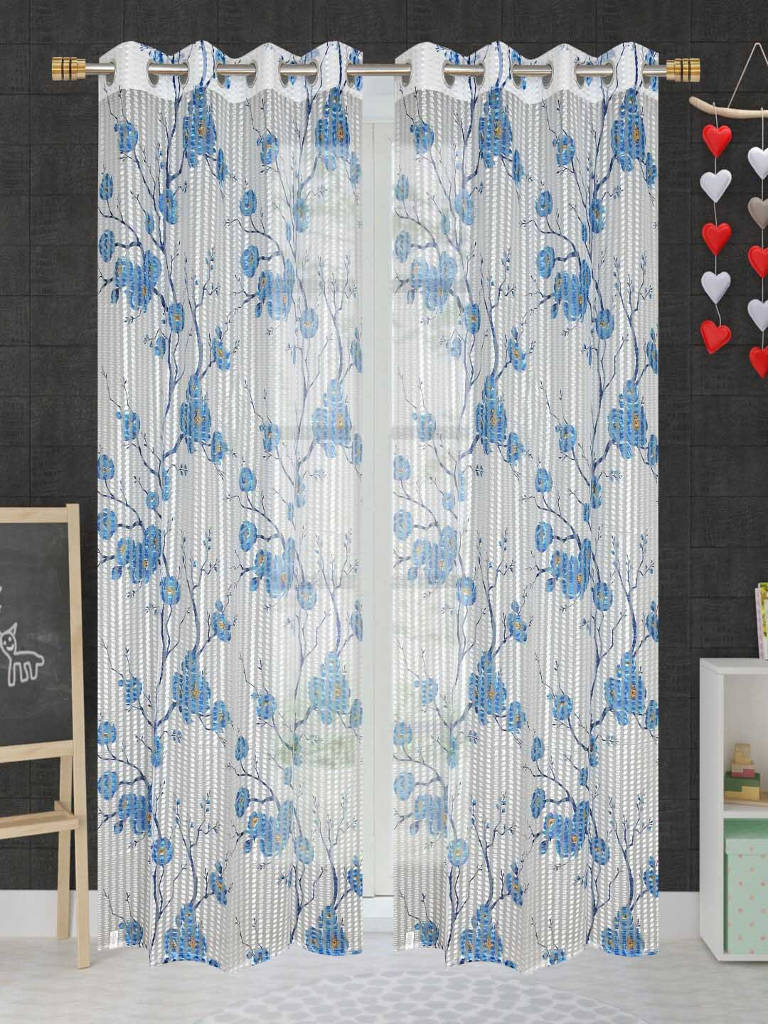 Homefab India Unisex Blue Curtains and Sheers