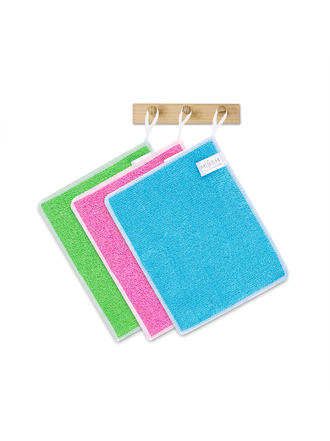 MUSH Set Of 3 Assorted Bamboo Reusable Multipurpose Magic Cleaning Towels