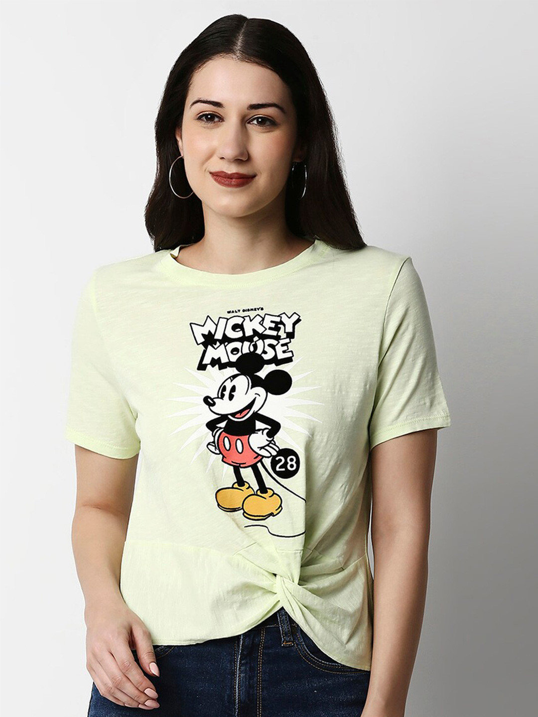 Pepe Jeans Women Green & beige Printed Raw Edge T-shirt